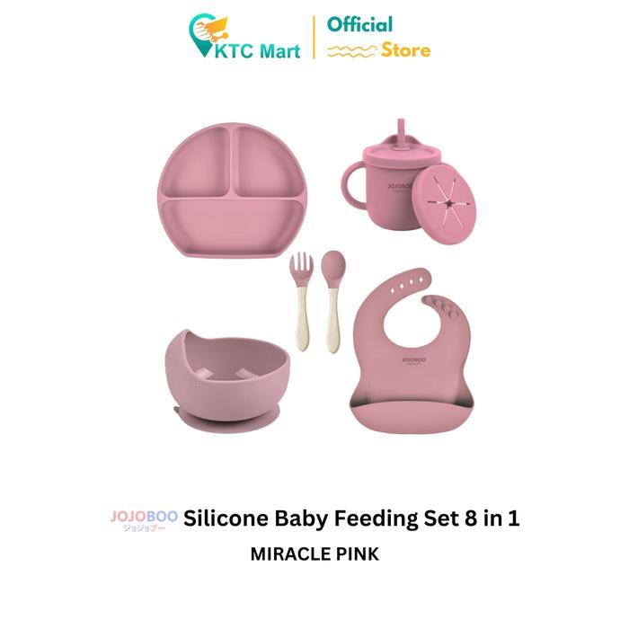 JOJOBOO - 8 in 1 Peralatan Makan Bayi Set Silicon Suction Food Grade Baby Feeding Set Anti Tumpah An