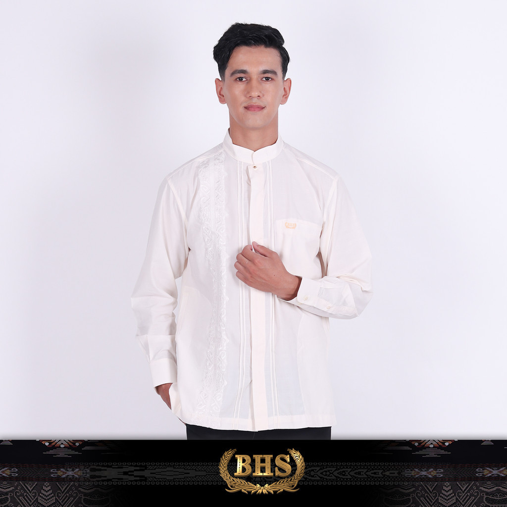 Baju Koko BHS Classic Motif Ammar Cream BHS Original Baju Muslim BHS