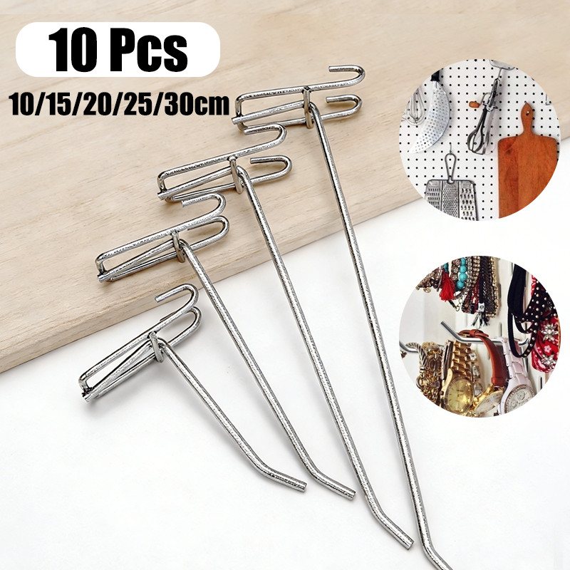 10PCS  Cantolan Ram Gantungan Ram Besi Cantolan Aksesoris Single Ram Chrome Display Kawat Hook