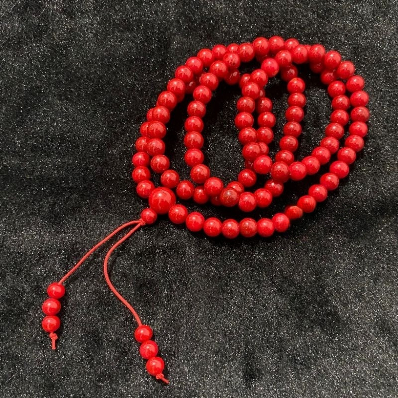 Tasbih Gelang Red Coral Grade A Tidak Berserat Premium Batu Karang Merah Koral Marjan Merah Delima A