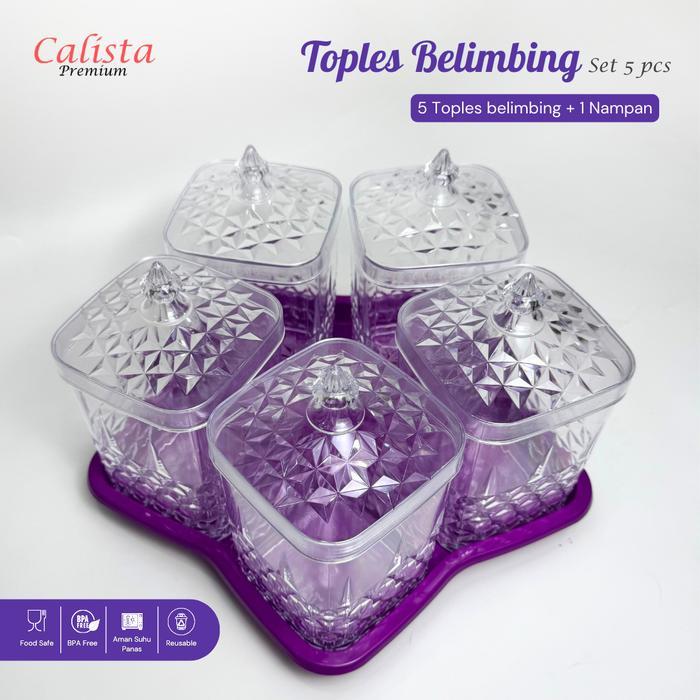 [CALISTA] Toples Belimbing Set 5 | Toples Plastik Lebaran Set 5 Pcs dengan Wadah - Ungu