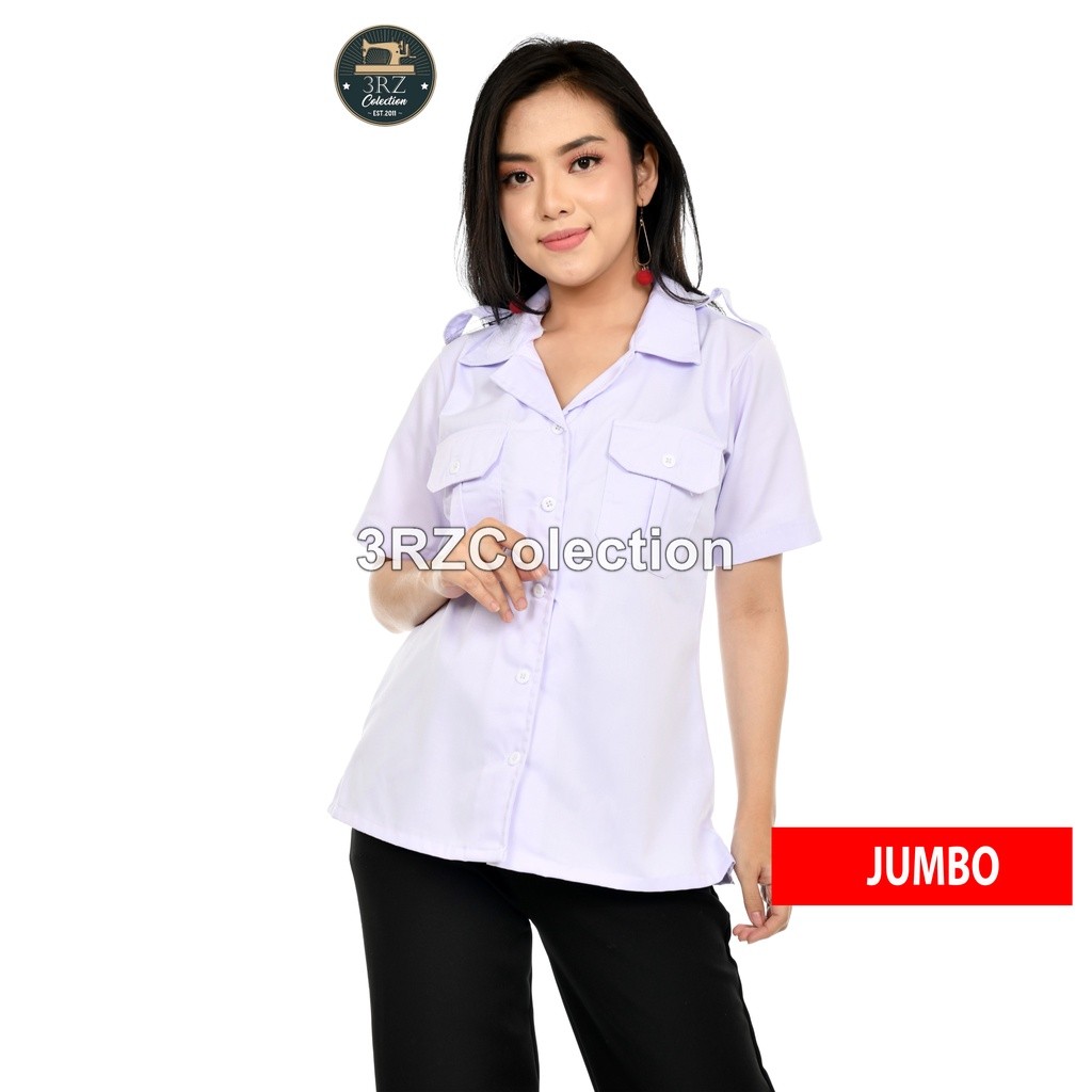 New Size Jumbo Baju Putih Dinas Pns Wanita Lengan Pendek Seragam PNS Wanita Jumbo