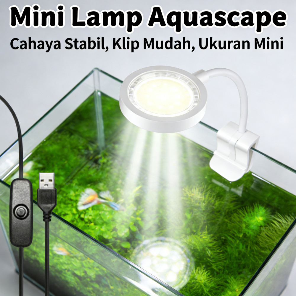 Aquarium Jepit Kecil Kura-Kura Silinder Mini Tabung Lampu Lamp Mini Tabung