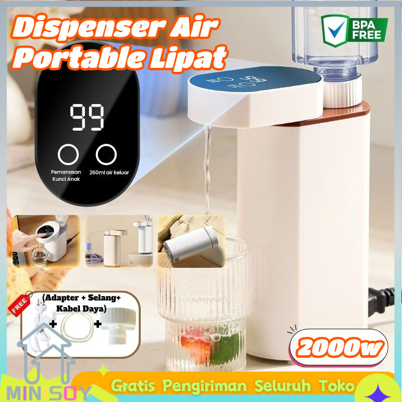 [COD] Dispenser Mini Lipat 3 Detik Panas Dispenser Air Panas & Dingin Portabel 5 Level Suhu Pompa Ai