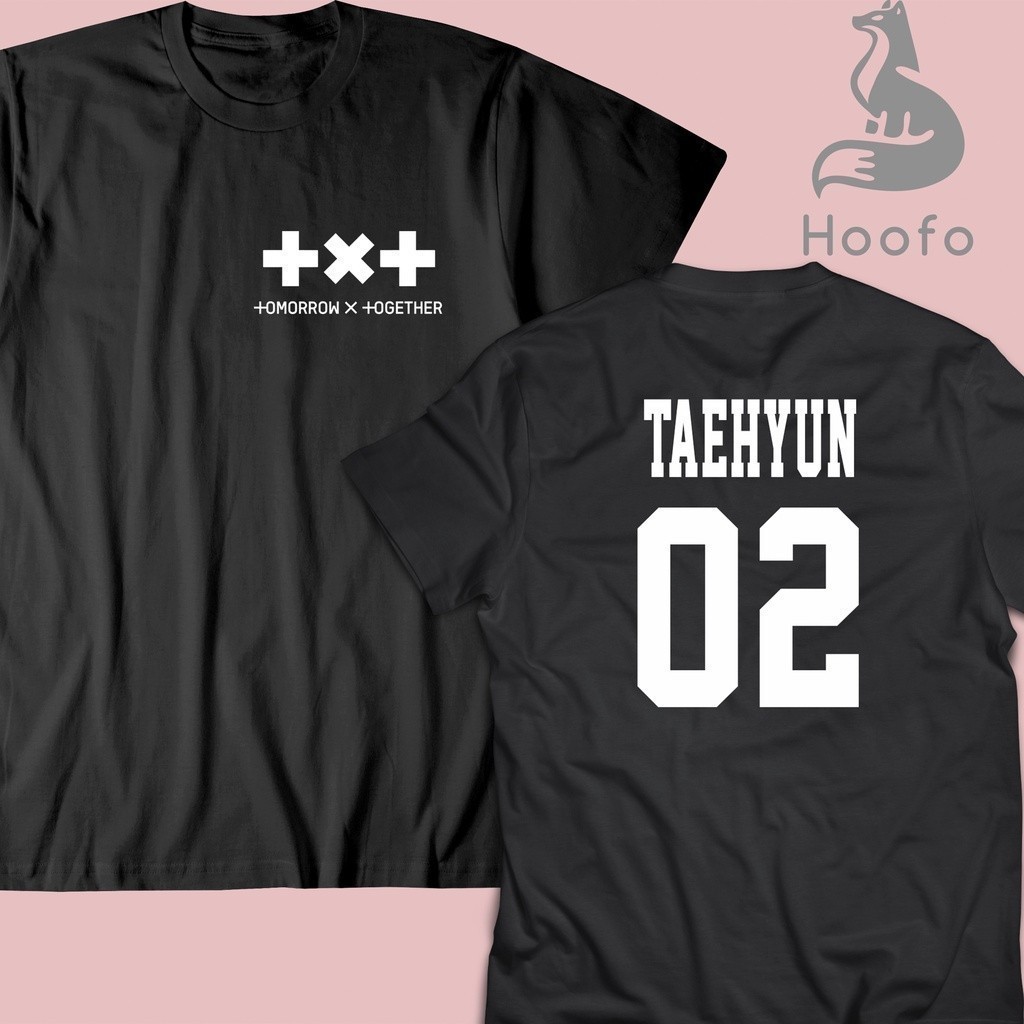 Baju Kaos Tshirt TXT Yeonjun SooBin Beomgyu Hueningkai Kang Tae-hyun Wanita Pria Kaos polos hitam