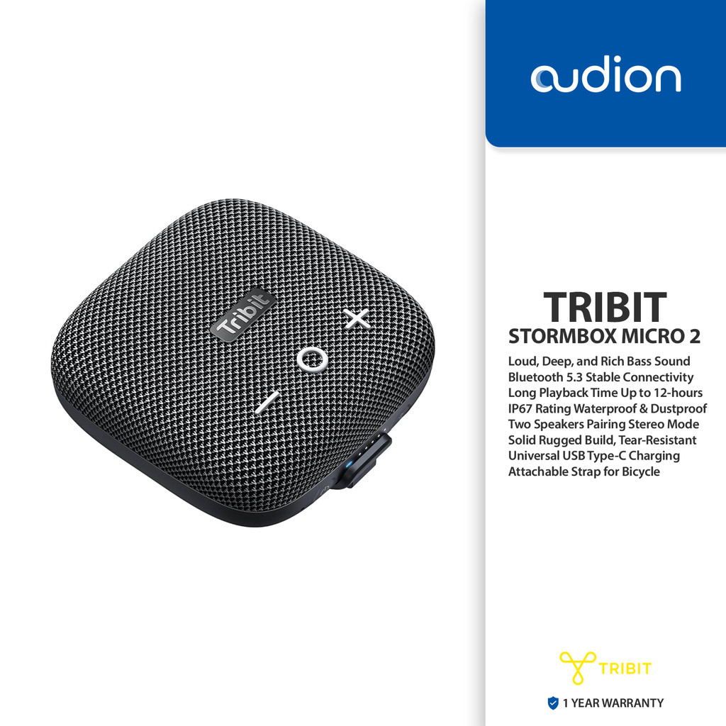 Tribit Stormbox Micro 2 Wireless Portable Speaker: 10W Loud Deep Bass Sound, IP67 Waterproof Bike Sp