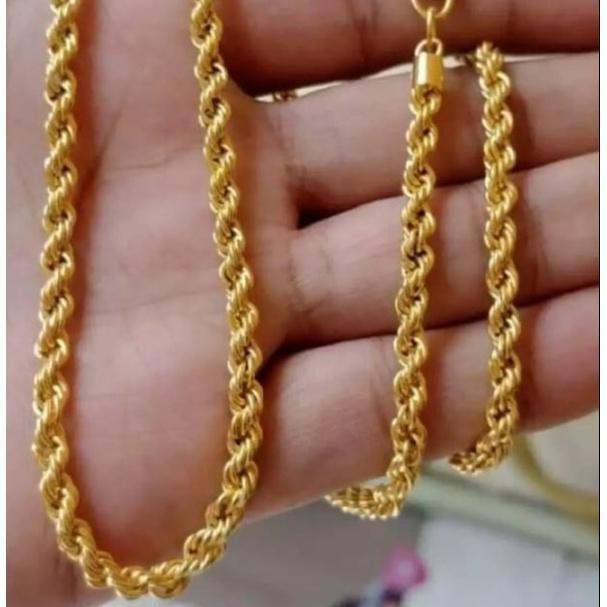 KALUNG RANTAI TAMBANG TITANIUM PRIA WANITA GOLD  TITANIUM ASLI KALUNG TITANIUM ORI