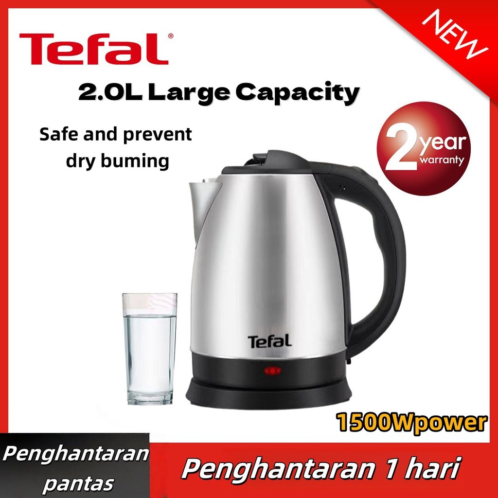 Tefal Electric  Automatic Switch 2.0L Kettle Water Heater Boiler Fast Boiling Stainless Steel Electr