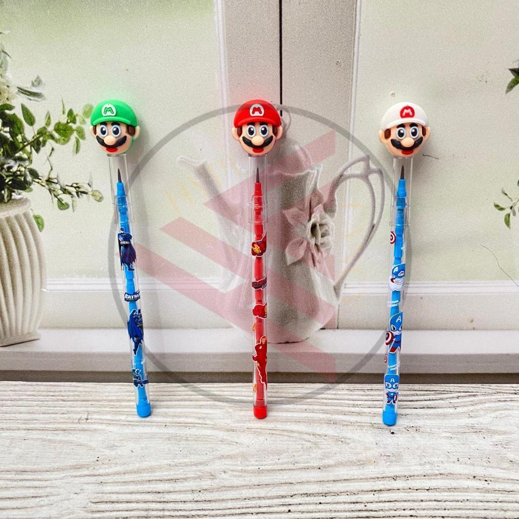 Pensil Susun Karakter Kartun Mario Bros pencil ATK fancy Unik ready grosir COD