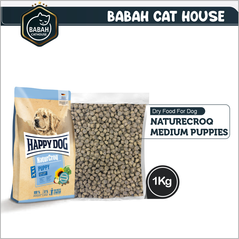 1kg HAPPY DOG NATURECROQ MEDIUM PUPPIES dog food hd puppy makanan anak ajing ras sedang besar anakan