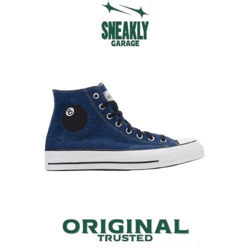 Sepatu Stussy X Converse 70 Hi 8 Ball Dark Blue  Sneakers Unisex