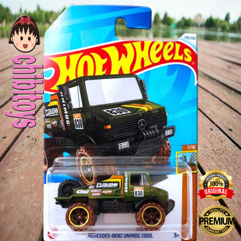 Hot Wheels Mercedes Benz Unimog 1300L Hijau Army Diecast Offroad Truck