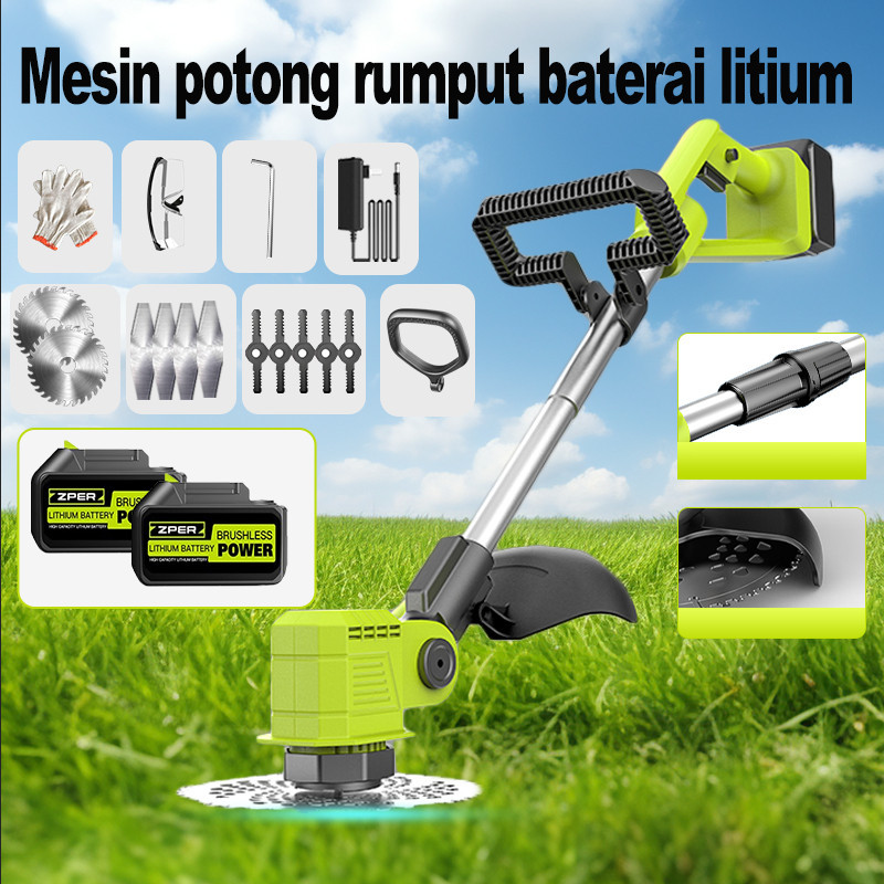 ZPER Mesin Potong Rumput Baterai Alat Pemotong Rumput Elektrik Listrik Pemangkas Gunting Rumput