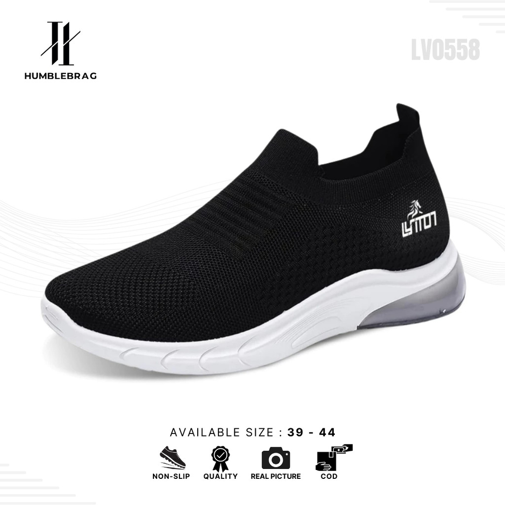 Hmbrg Jungwon Sepatu Rajut Pria Sepatu Pria Tanpa Tali Sepatu Sport Pria Olahraga LV0558