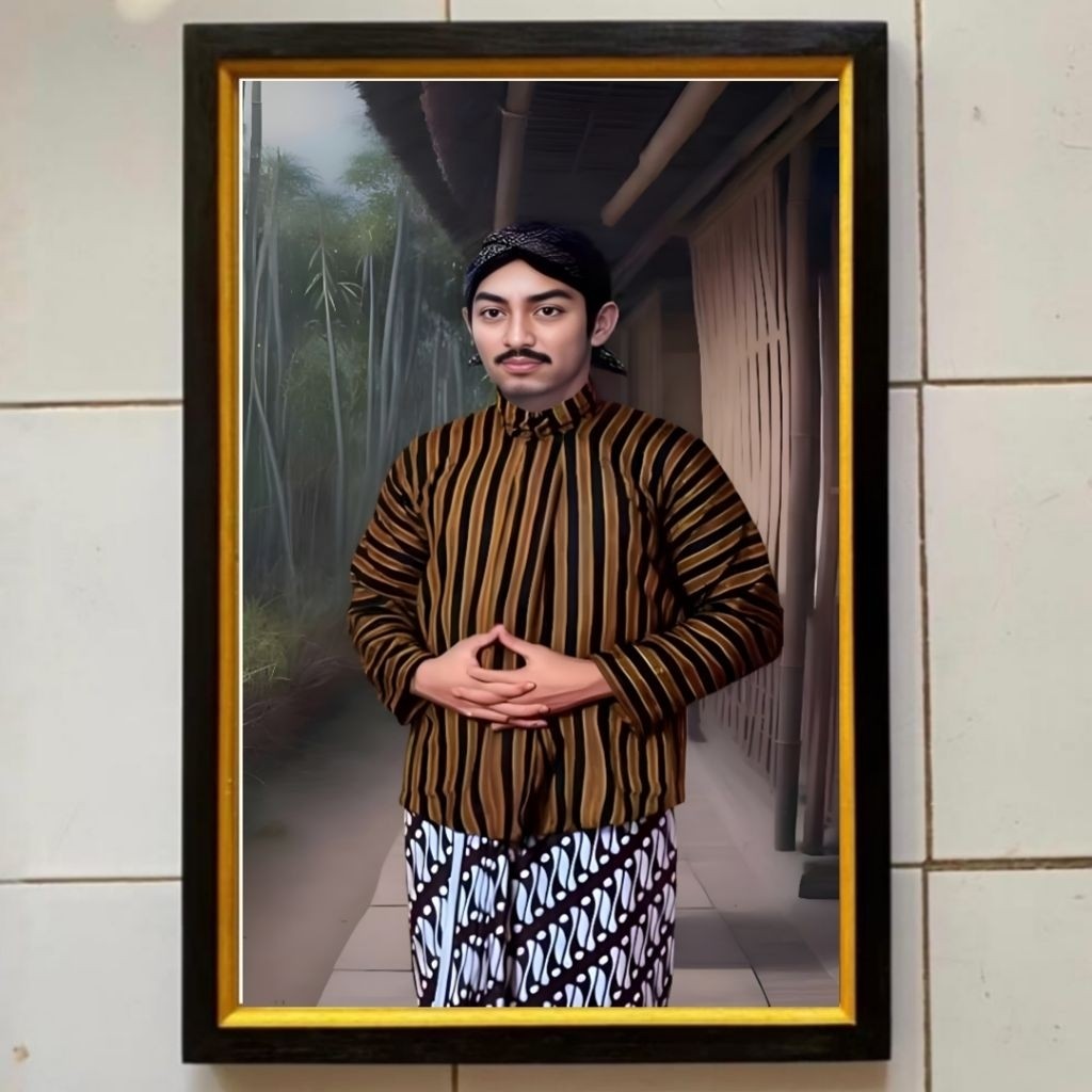 Hiasan dinding lukisan Cetak gambar sunan Kalijaga plus bingkai ukuran 65cmx45cm