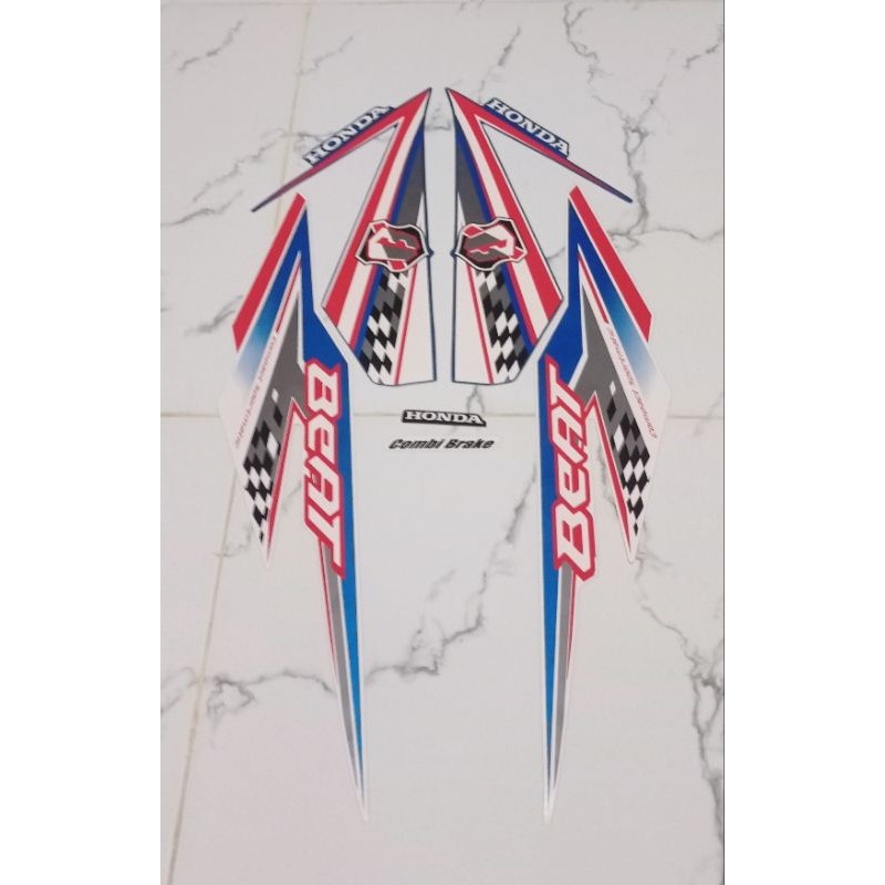 STIKER STRIPING MOTOR HONDA BEAT ESP 2018 PUTIH BIRU