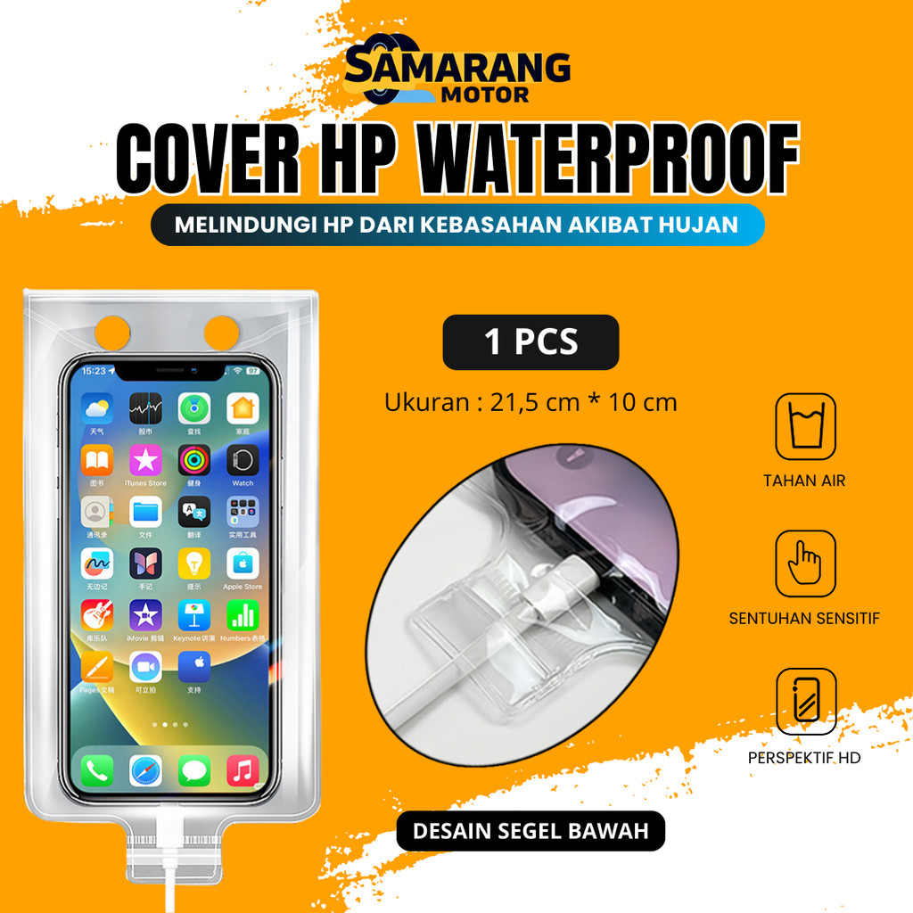 Sarung Plastik Cover Waterproof Hp Anti Air Pouch Tas Kantong Case Handphone Tahan Air Holder Motor