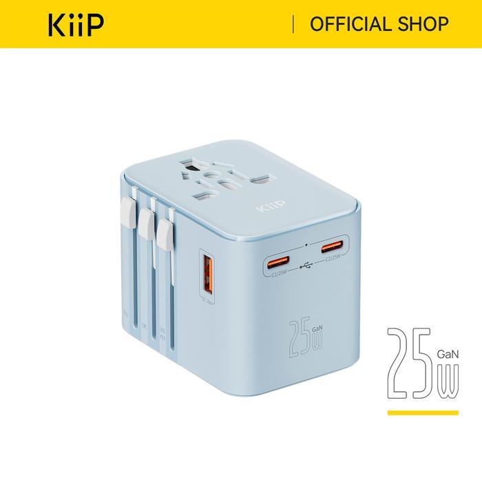 (Copper House) KiiP C27T Travel Adaptor GaN Adapter Charger Universal PD Fast Charging 25W - Biru 25