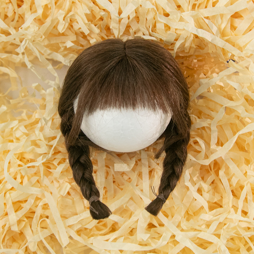 Doll Wig Bangs Ponytail Curly Soft Mohair Wig Suitable for Ob11, 1/12bjd, 1/8BJD Doll Wig Doll Acces