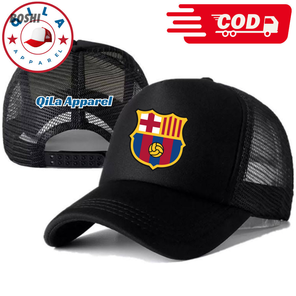 Topi Trucker BARCELONA - Topi Distro BARCELONA Logo - Topi BARCELONA Premium - Topi Pria Dewasa - To