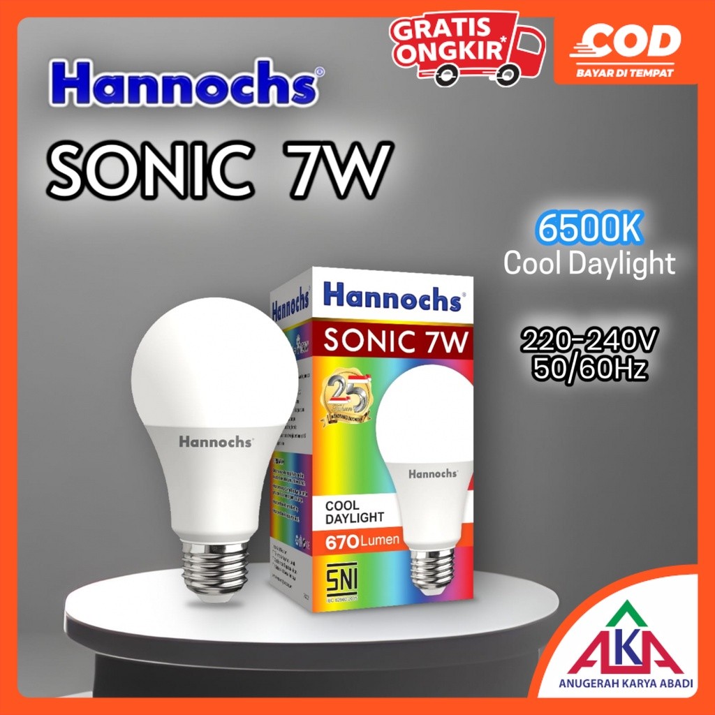 HANNOCHS SONIC Bohlam Lampu LED 7 Watt Cool Daylight / Warm White SNI