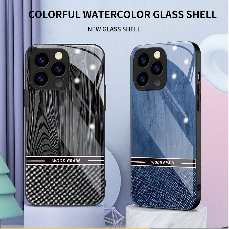 Kaca Casing Motif Kulit kayu Untuk Xiaomi 12 11 Lite Redmi 9C 10A 10C 12C 13C 14C A5 A2 A1 Note 7 8 