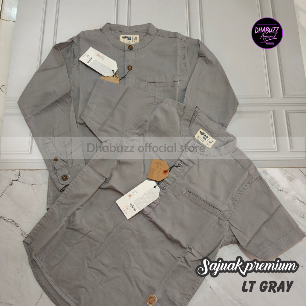 DEVIY BERKAH STORE SAJUAK PREMIUM TB LT GRAY SILVER BAJU KEMEJA KOKO KEMKO COUPLE AYAH ANAK ORIGINAL