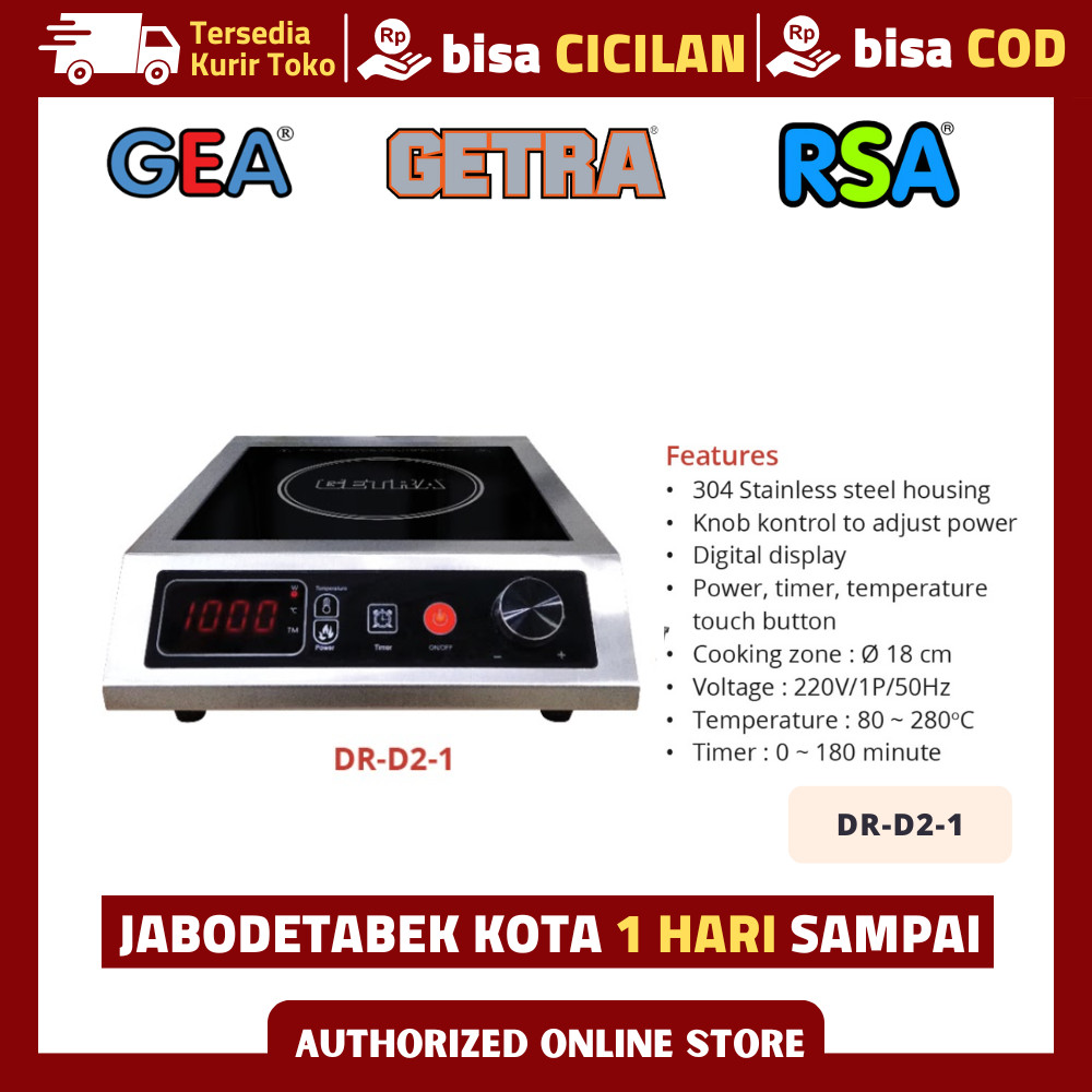 Kompor Induksi Elektrik Komersial  GETRA DR-D2-1 Induction Cooker Original Resmi