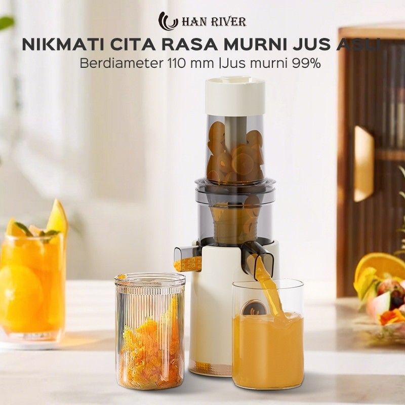 Slow juicer Han River / Juicer tanpa ampas / HAN RIVER Blender 110MM Mulut Besar Pemisah Ampas & Jus