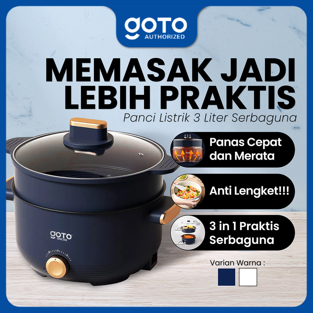 Goto Oscar Panci Listrik Elektrik Fry Pan 3L Goreng Kukus Serbaguna