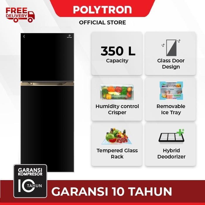 KULKAS POLYTRON 2 PINTU PRM 490 X 350 LITER HITAM Khusus Bogor