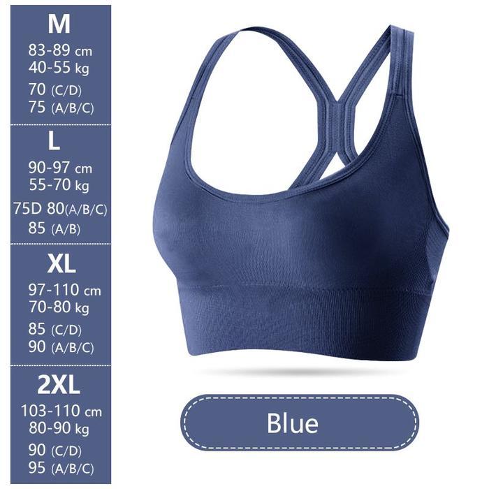 Peak Sports Sport bra Tanpa Kawat gym bh olahraga push up elastis wanita jumbo 2021 - biru, M(32/70-