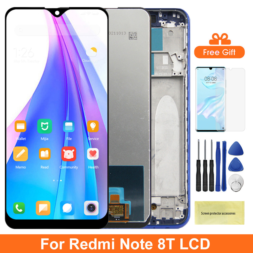 8T IPS LCD for Redmi Note 8T LCD splay Tou Screen giziter Assembly Parts For Redmi Note 8T With Fram