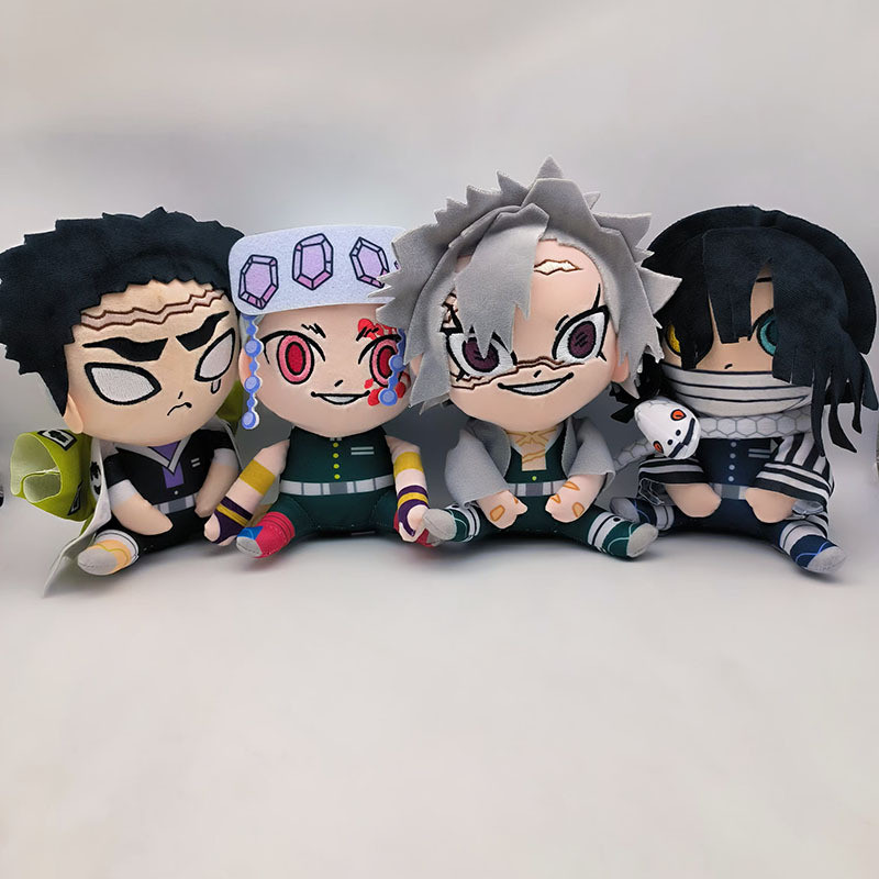 Anime Demon Slayer Plush Toys Cartoon Figure Kyoumei Iguro Obanai Sanemi Uzui Tengen Doll Stuffed Pl
