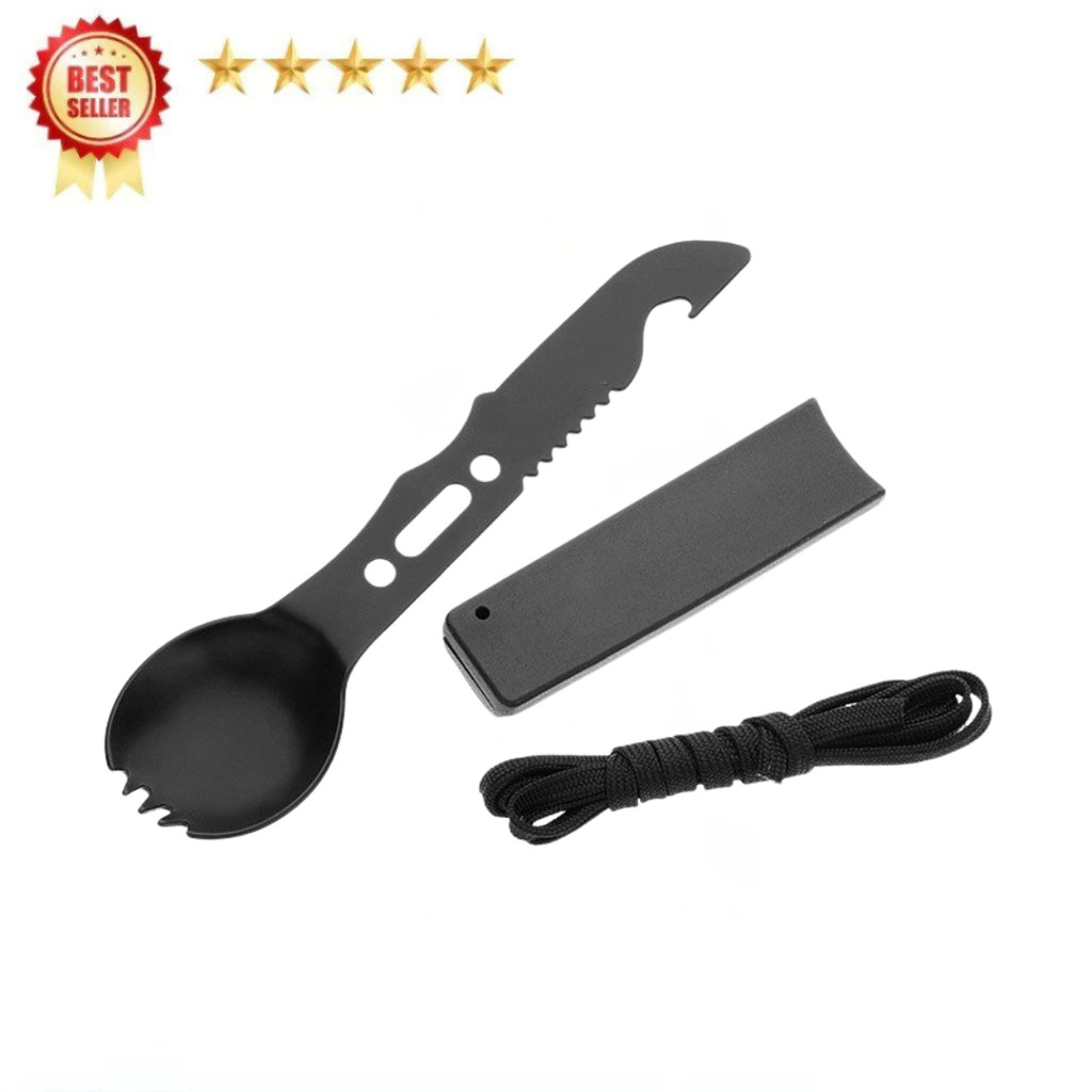 Sendok Pisau EDC Survival Gear Stainless Steel Grade Militer
