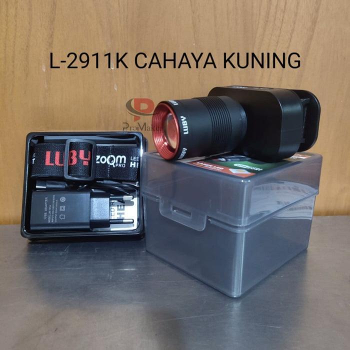 Senter Kepala LED Luby L-2911K 60W Zoom pro Cahaya kuning Garansi Resmi Original