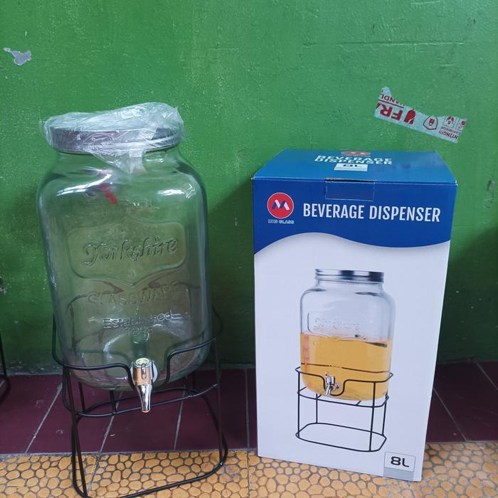 Dispenser Kaca 5L/ Dispenser Jus/ Glass Water Jug/ Water Tank - 8L SILVER
