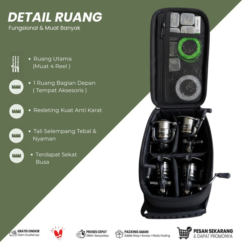 Tas Reel Pancing Anti Air Waterproof Bahan Tebal Jumbo