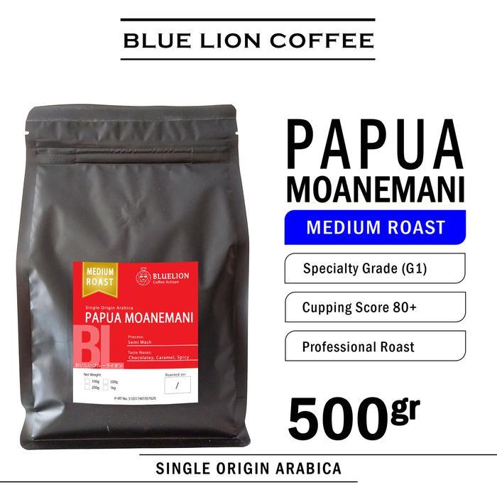 Blue Lion Coffee Papua Moanemani 500 gram Medium Roast Kopi Arabika - BIJI