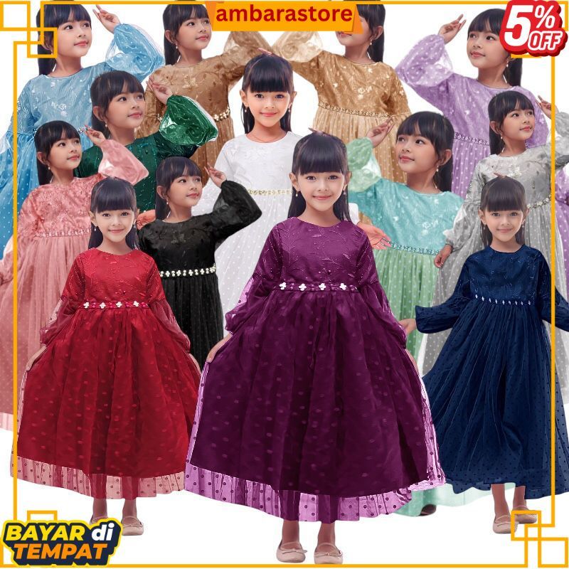 READY Baju pesta anak perempuan muslim Natalia 2-11thn/ gamis anak perempuan / baju muslim anak pere