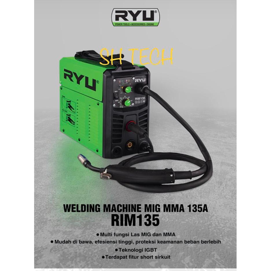MESIN LAS MIG MMA RIM135 RIM 135 A RYU GASLESS LAS CO TANPA GAS