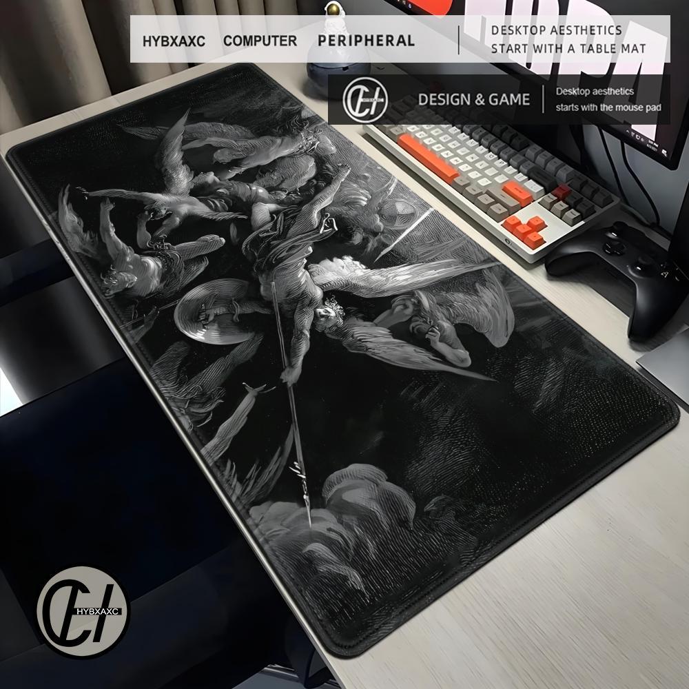 XXL Gothic Desk Mat Hell Gustave Dore Mouse Pad Large Keyboard Mat Rubber Mouse Pad Computer Accesso