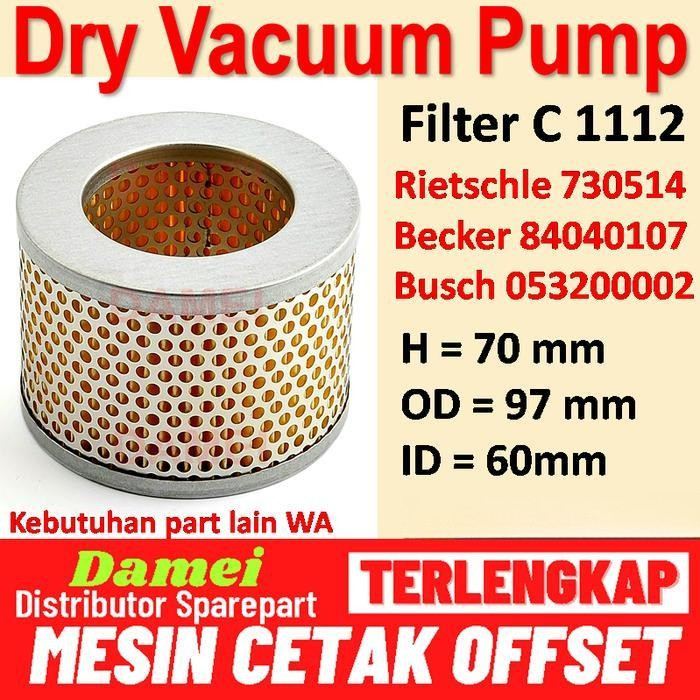 FILTER KOMPRESOR VAKUM RIETSCHLE 730514 BECKER 84040107 BUSCH C1112