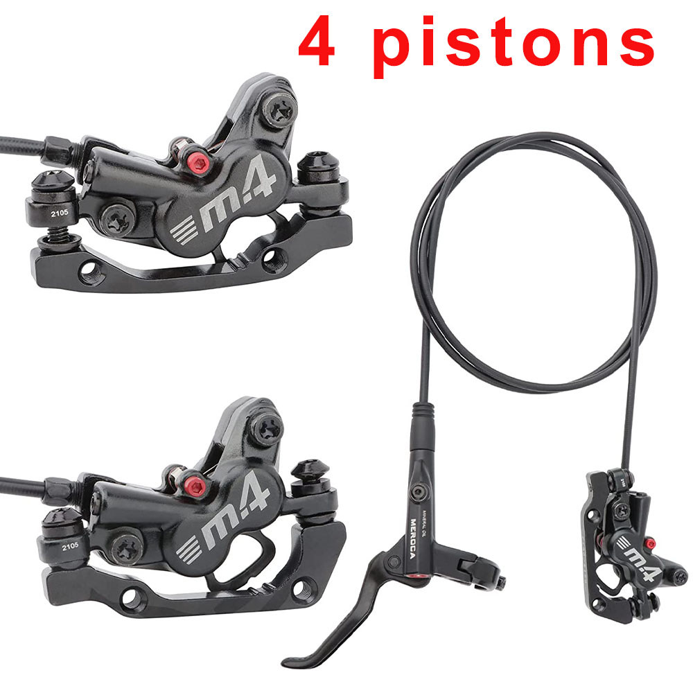 Rem Cakram Hidrolik 4 Piston untuk Sepeda MTB, Kaliper Tekanan Oli, Kampas Rem Resin 800/1400 untuk 