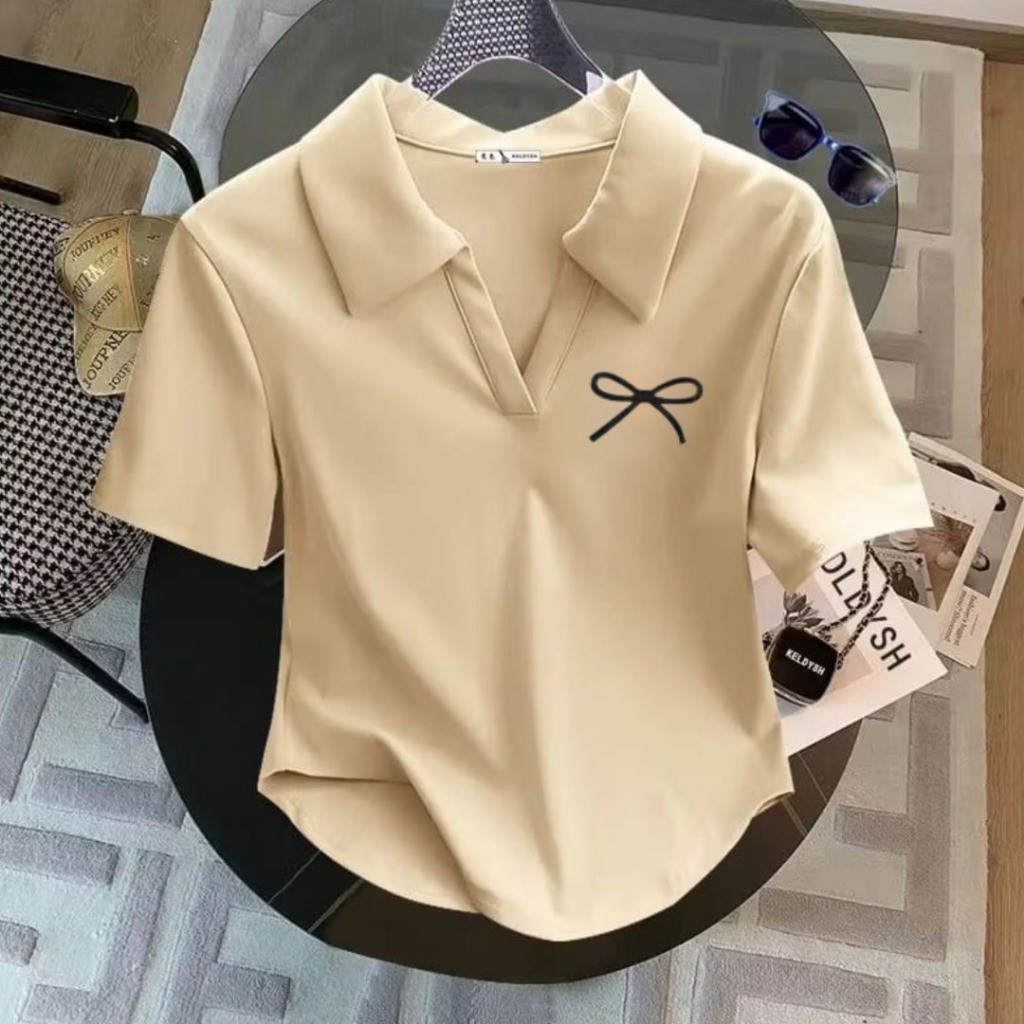 MYRA TOP DAILY POLO Kaos Crop Top Polo Shirt Oval Wanita/ Crop Top Oval Polos / Kaos Wanita/ T-shirt