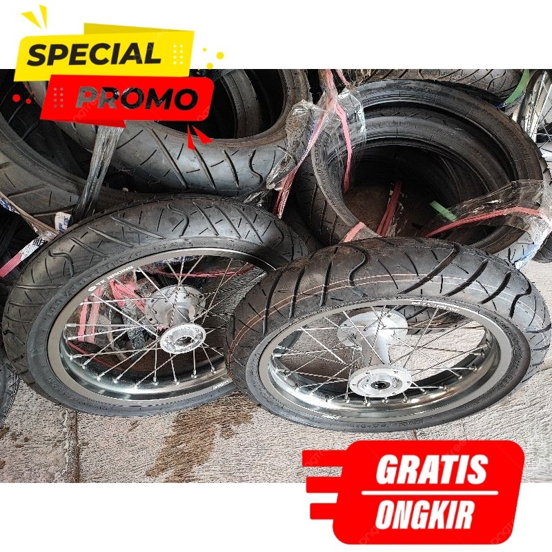 Velg Supermoto TK Racing Japan Titanium Ring 17 Paket Roda Set Ban IRC Kawasaki KLX 150