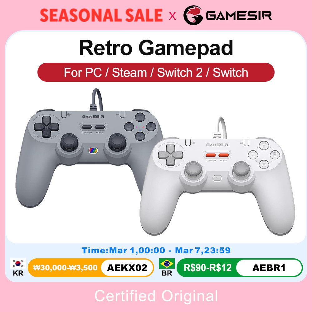 GameSir Retro Wired Gamepads for PC Steam Swit 2/1 Controller Tegenaria Lite Controle Hall Effect st