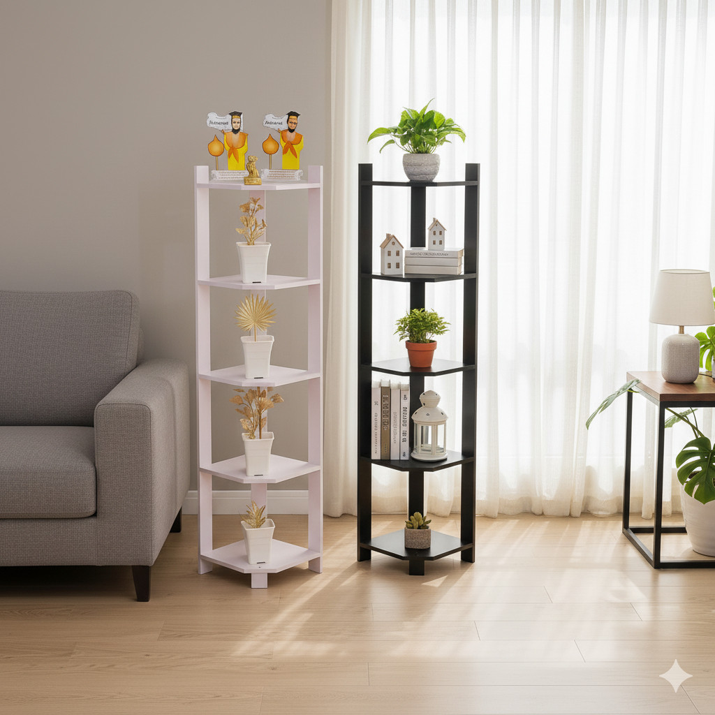 Rak Bunga Sudut 5 Susun/Rak Bunga Pojok Lantai/Rak Bunga Kayu Tinggi 120 Cm