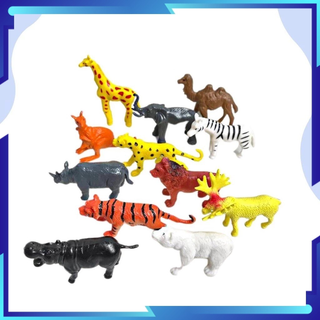 (RO) CBD MAINAN HEWAN KARET SET ISI 12 PCS  WILD ANIMALS / Mainan Hewan Karet / hewan miniatur zoo t
