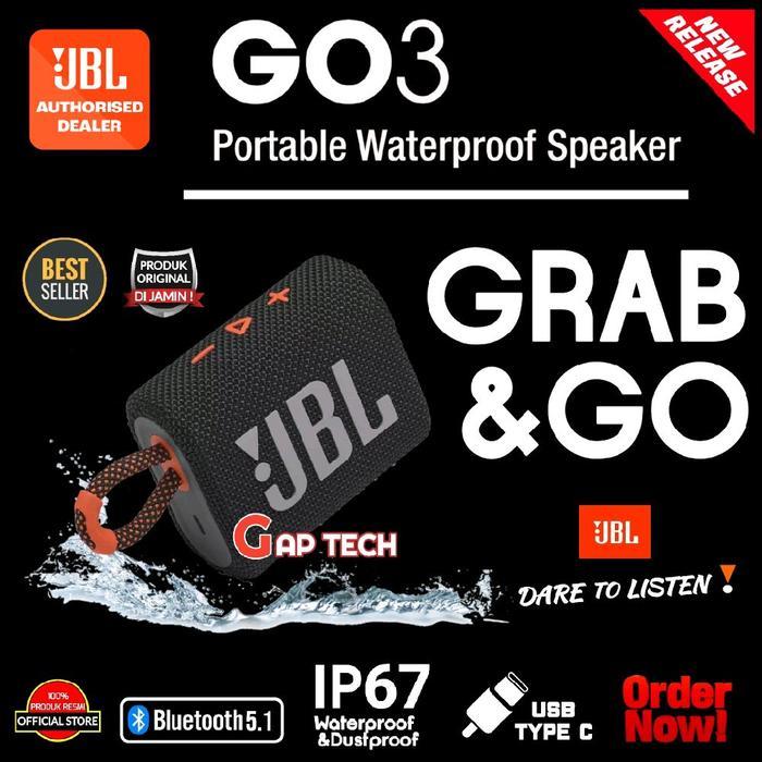FastBass JBL GO 3 (Successor JBL GO 2) Portable Waterproof Bluetooth Speaker - BLACK / ORANGE
